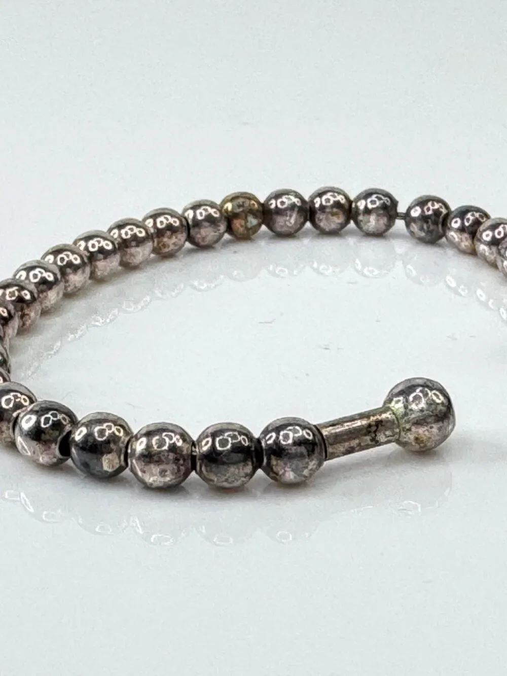 Italian Sterling Silver 4.25mm Bead on Wire Small Child Cuff Bracelet JR1720